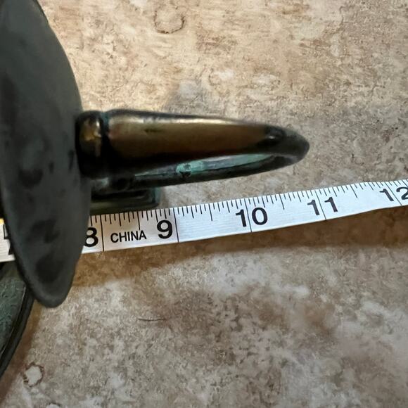 90s vintage partylite celestial sun metal brass green patina candle wall sconce - Picture 5 of 8